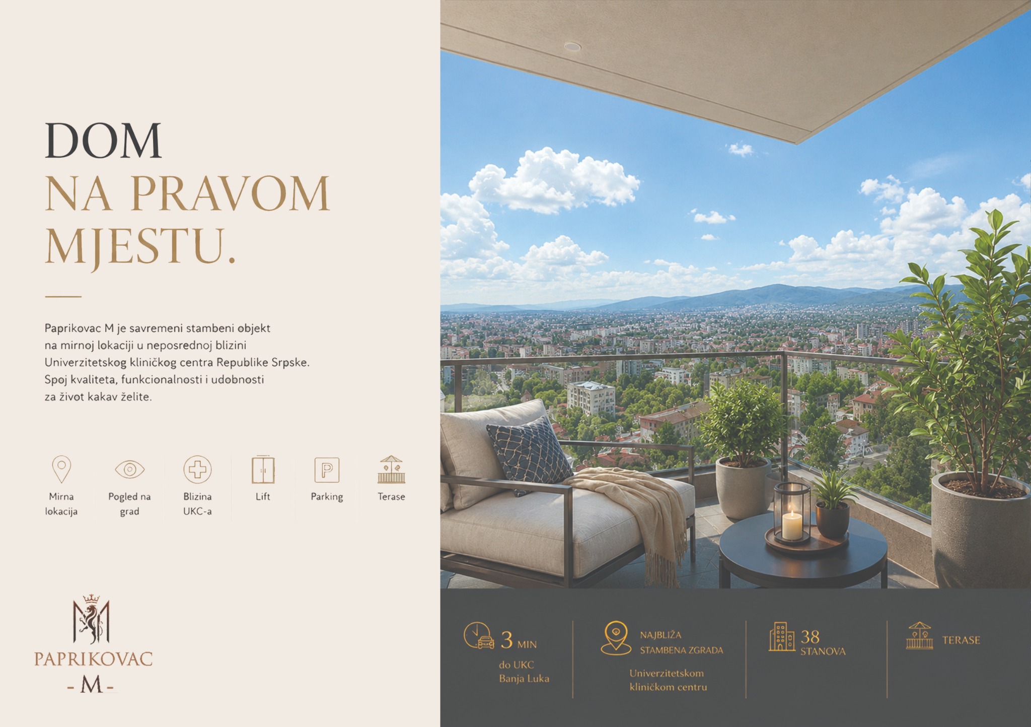Render pogleda sa terase projekta Paprikovac M prema Banjoj Luci